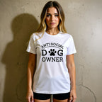 Anti social dog owner T shirt -White