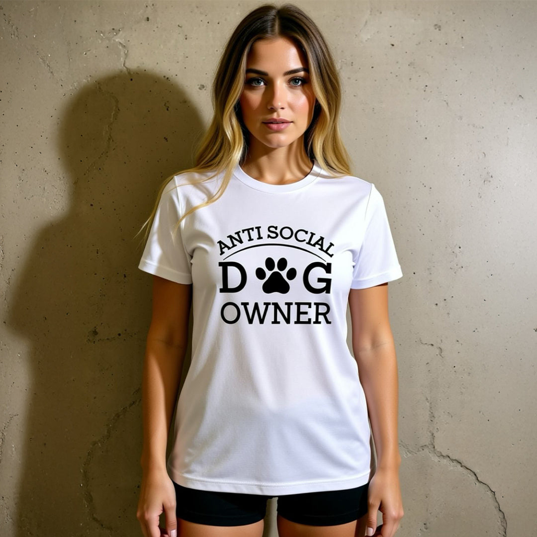 Anti social dog owner T shirt -White