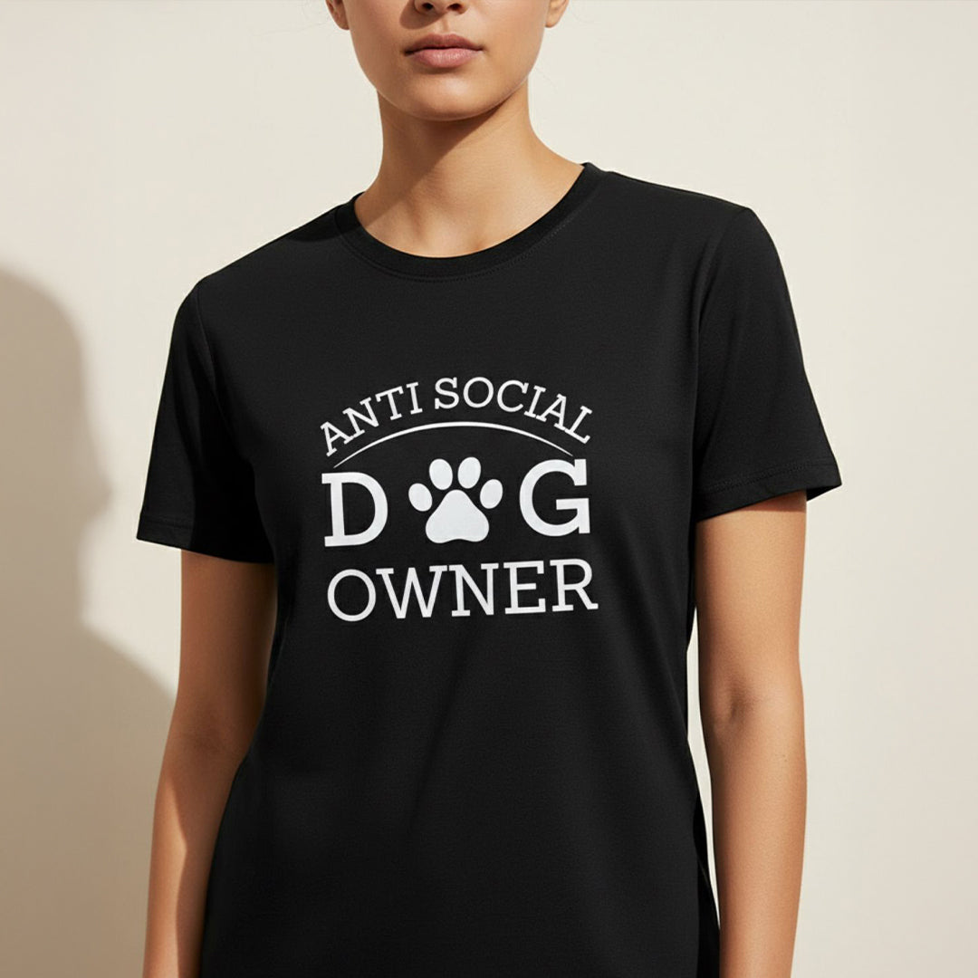 Anti social dog owner T shirt -Black