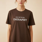 My cat is my Therapist T shirt -Brown