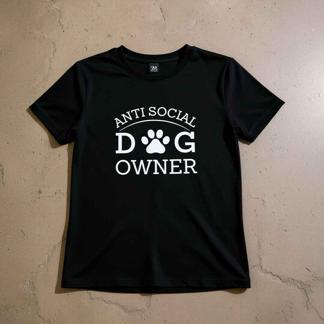 Anti social dog owner T shirt -Black